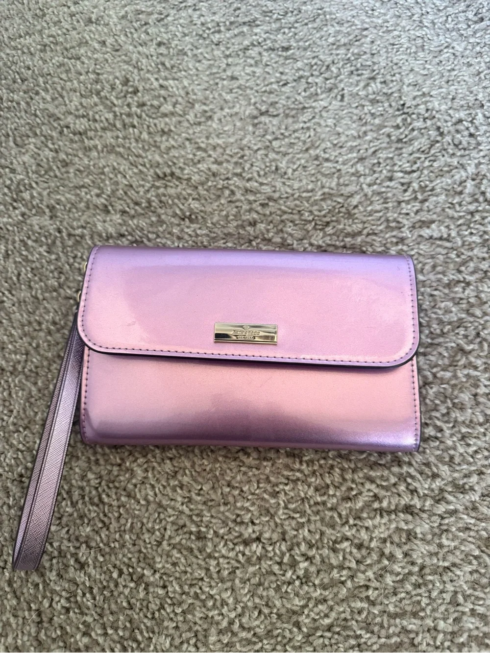 Kate Spade Metallic Pink Wristlet Clutch